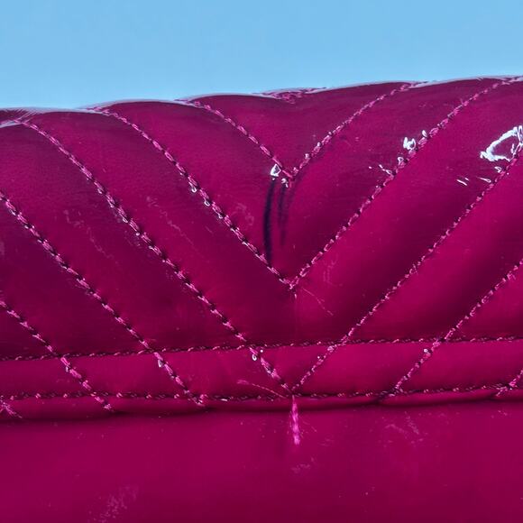 Big Buddha Hot Pink Patent Leather Quilted Purse Short & Long Chain AS IS - Picture 8 of 15